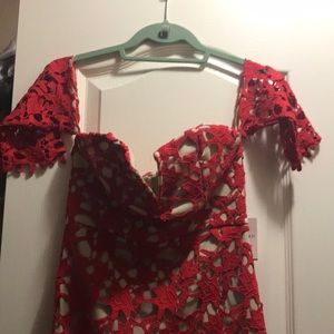 Red off the shoulder dress